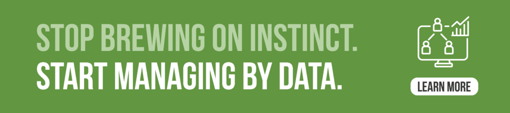 A graphic about brewery ERP software that says: Stop brewing on instinct. Start managing by data. 