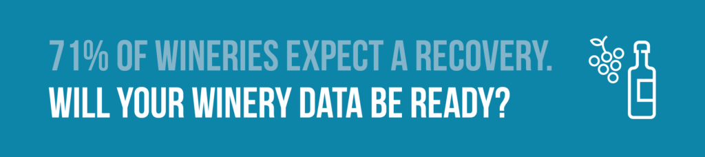 A graphic that says: 71% of wineries expect a recovery. Will your winery data be ready? Click for more. 