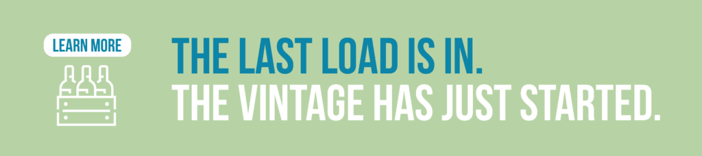 A graphic that says: The last load is in. The vintage has just started. Click to learn more about Crafted ERP Winery Software. 